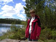 Karin bei der Hulderstigen-Wanderung am Jotunheimen Nationalpark.